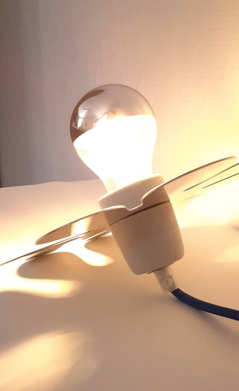 Brushed stainless steel portable lamp