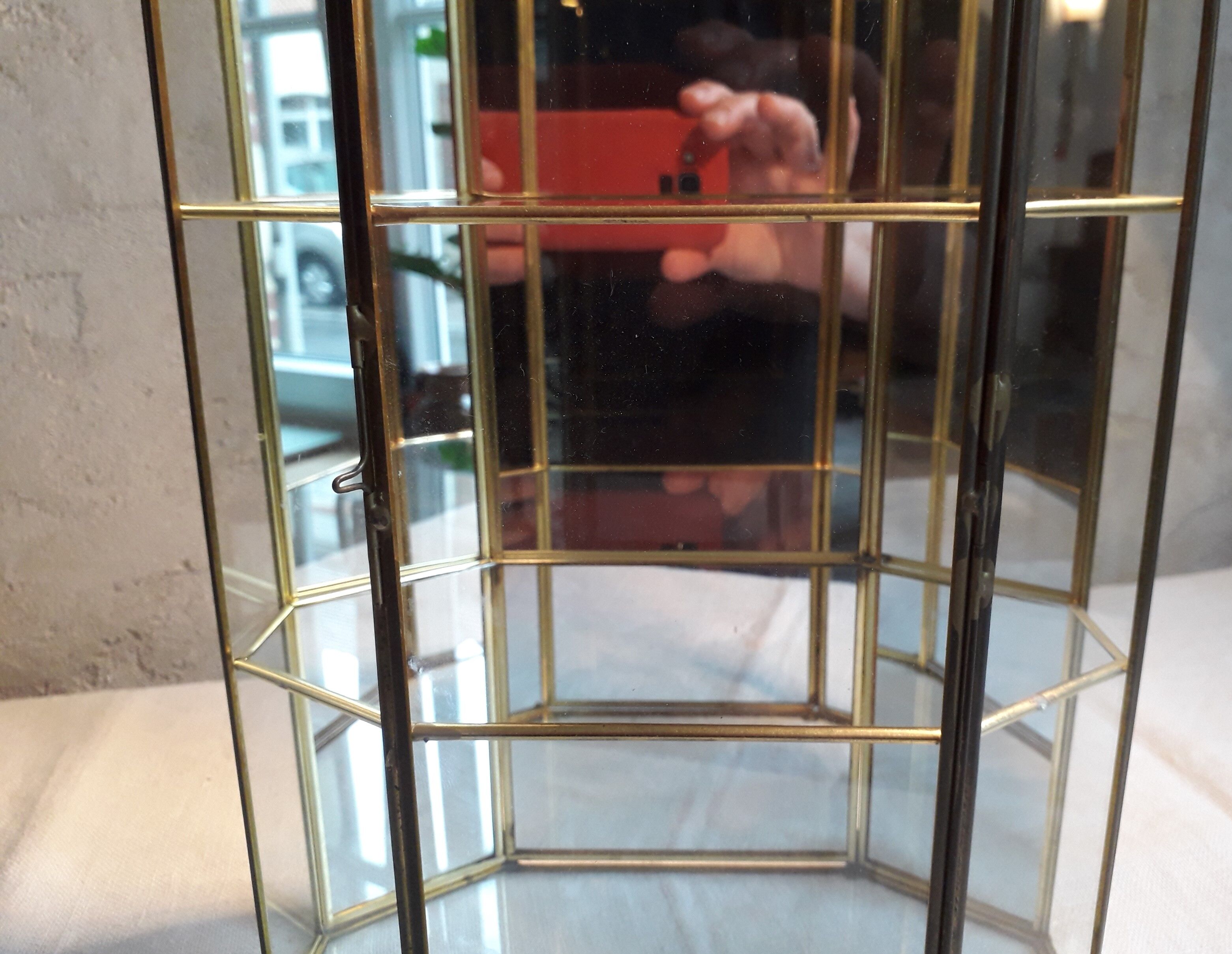 Glass and brass display case for collectibles