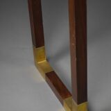 Elegant brass, glass and wood console 1980's