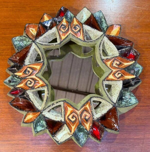 Miroir en céramique de Roland Zobel Atelier Les Cyclades Anduze