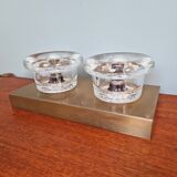 Double wall light in brass and glass, Space Age style, Cosack, 1970