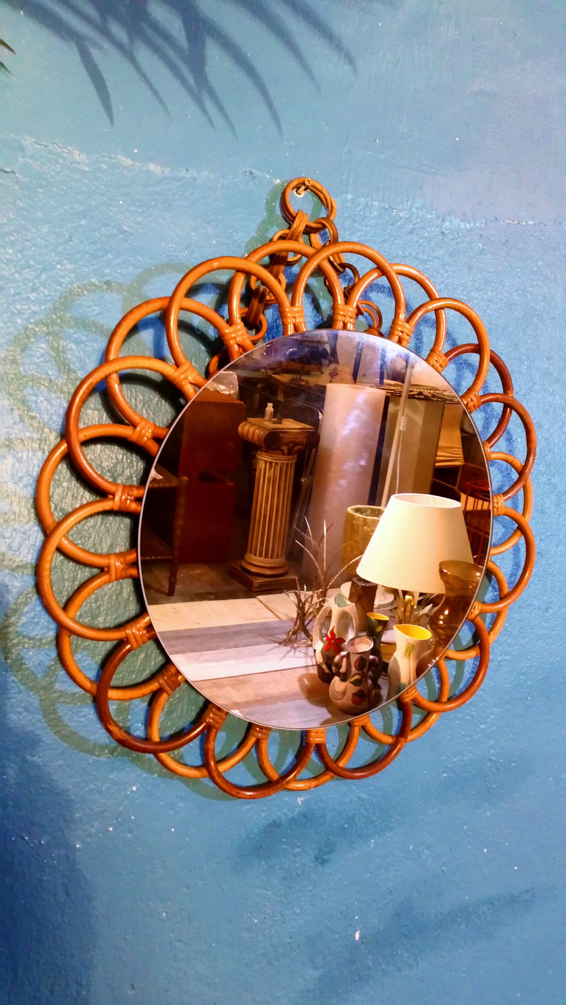 Rattan wall mirror "sun" 1960s