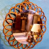 Rattan wall mirror "sun" 1960s