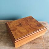 Burl wood box for playing cards