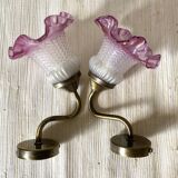 Pair of retro style wall lights, tulips