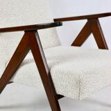 Vintage Ivory white Boucle Model B-310 Armchair, 1970s