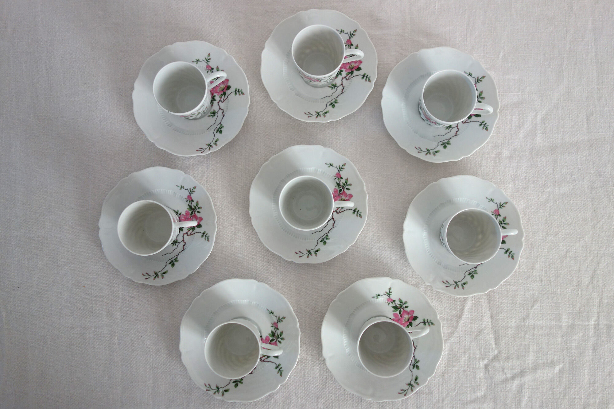 8 coffee cups model Eglantine, vintage Haviland Limoges