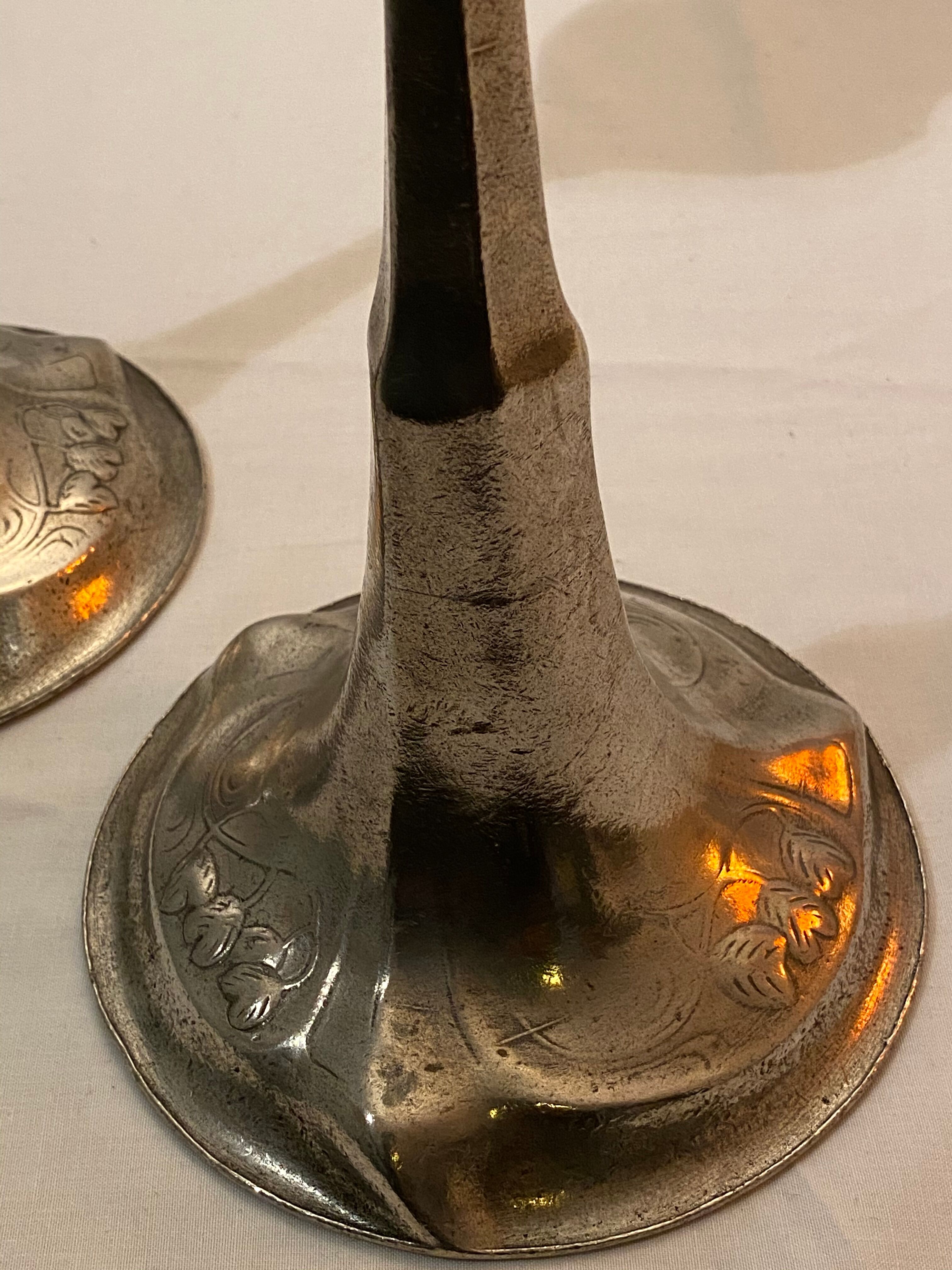 Art nouveau candle sticks, Kurtz Edel Tin