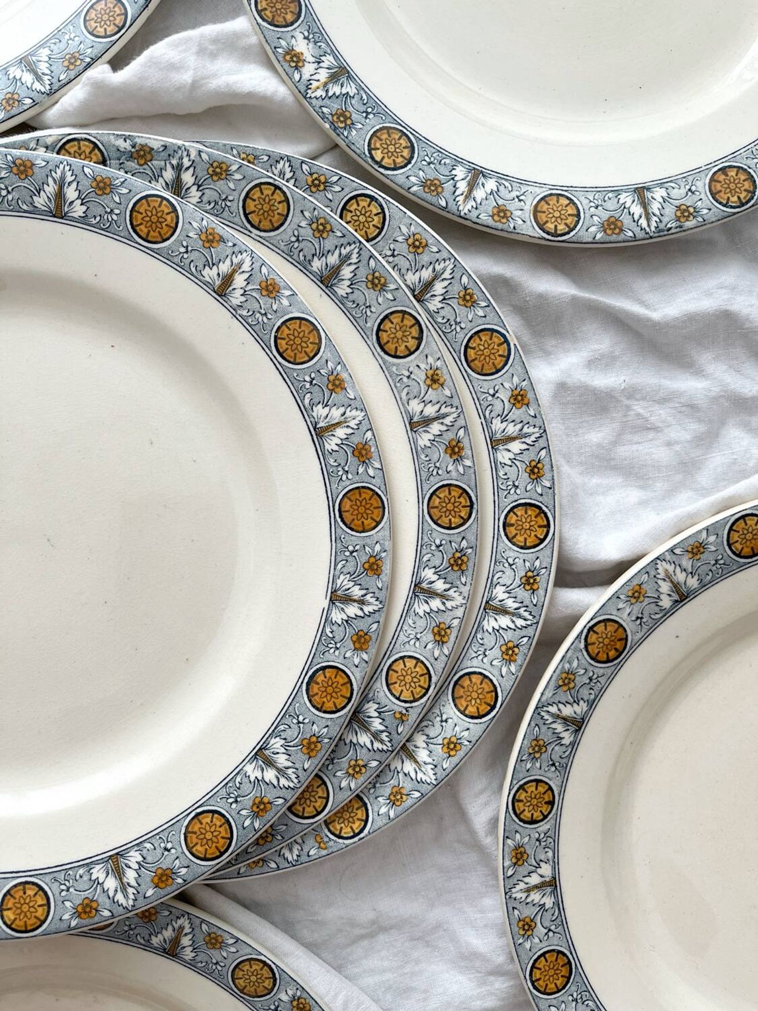 10 assiettes plates en terre de fer « Lamartine » Salins