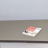 Rectangular Ebonized Beech Dining Table with a Taupe Glass Top, Italy