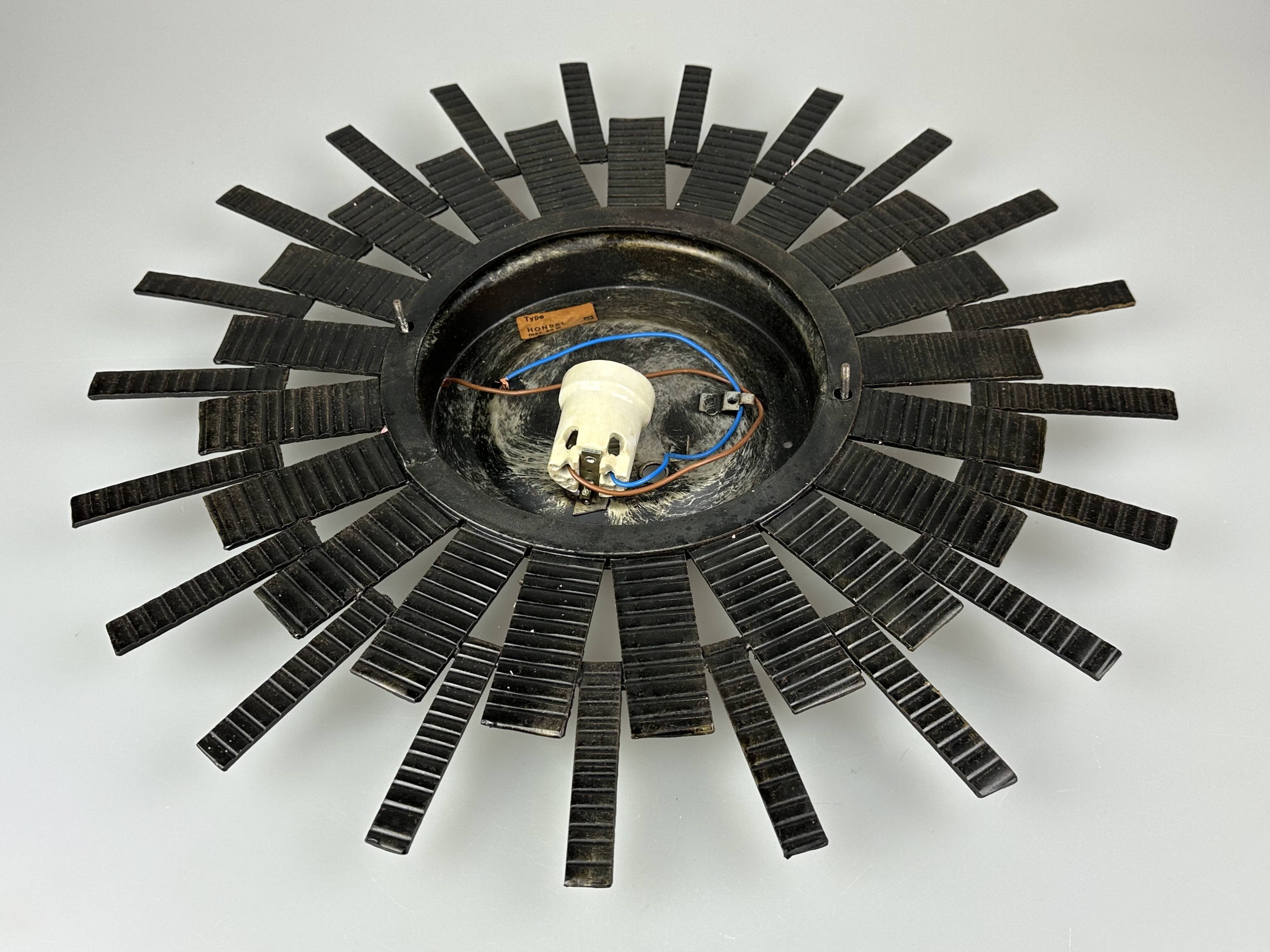 60s 70s Brutalist wall lamp wall light iron & glass by Honsel Leuchten