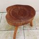small vintage brutalist wooden tripod side table