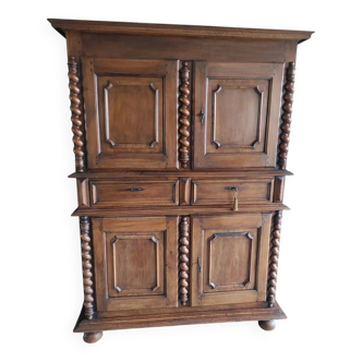 Louis XIII period double-bodied, four-door walnut buffet