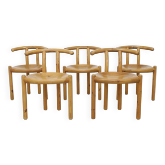5x Dining Chair in Pinewood by Rainer Daumiller, 1970s