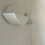 Pair of vintage white perforated metal wall lights, France 1980