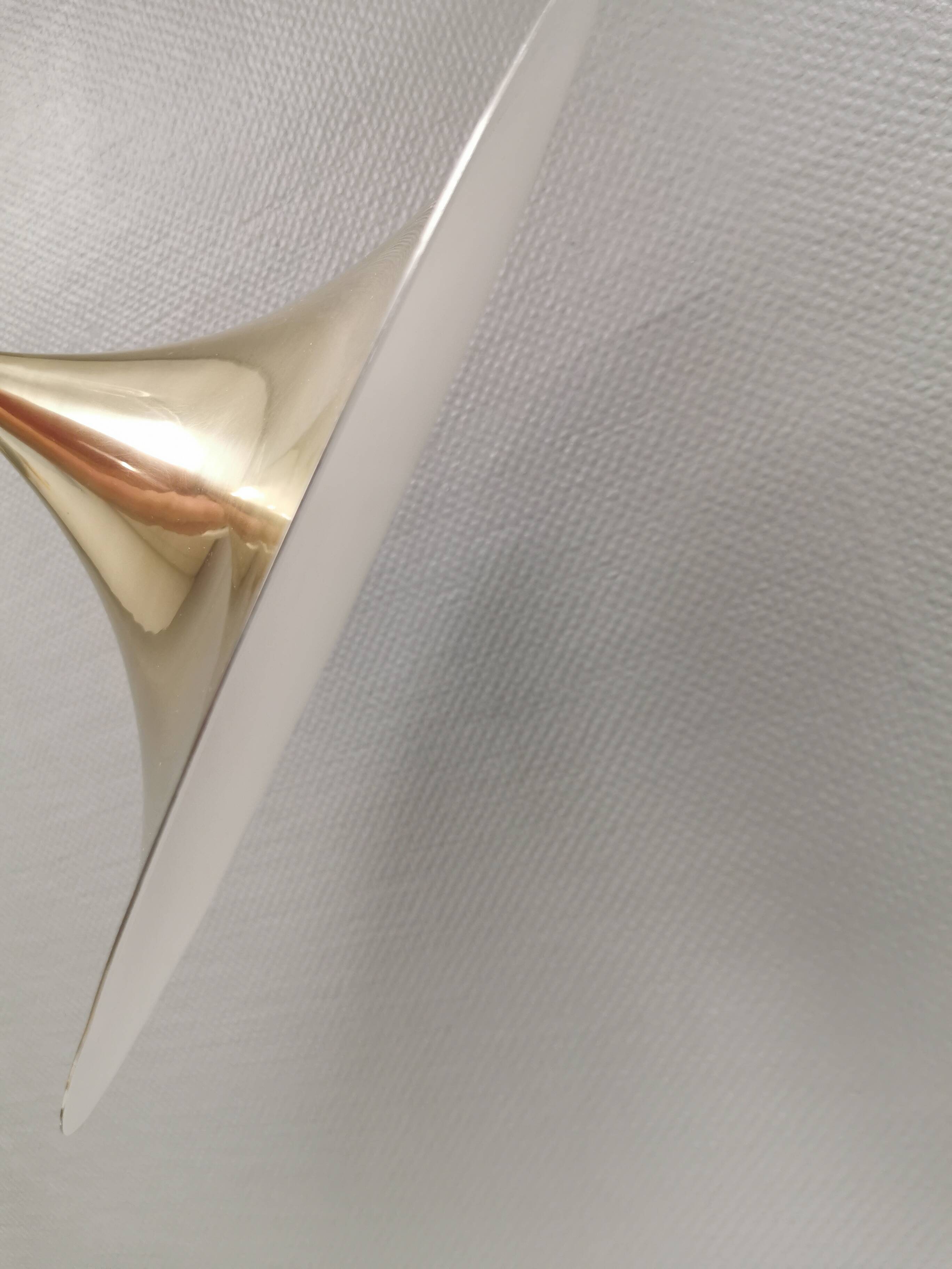 Golden semi hanging lamp, designed by bonderup & thorup Denmak 1974