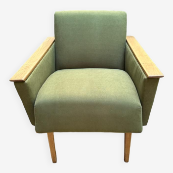 Restored vintage olive green armchair