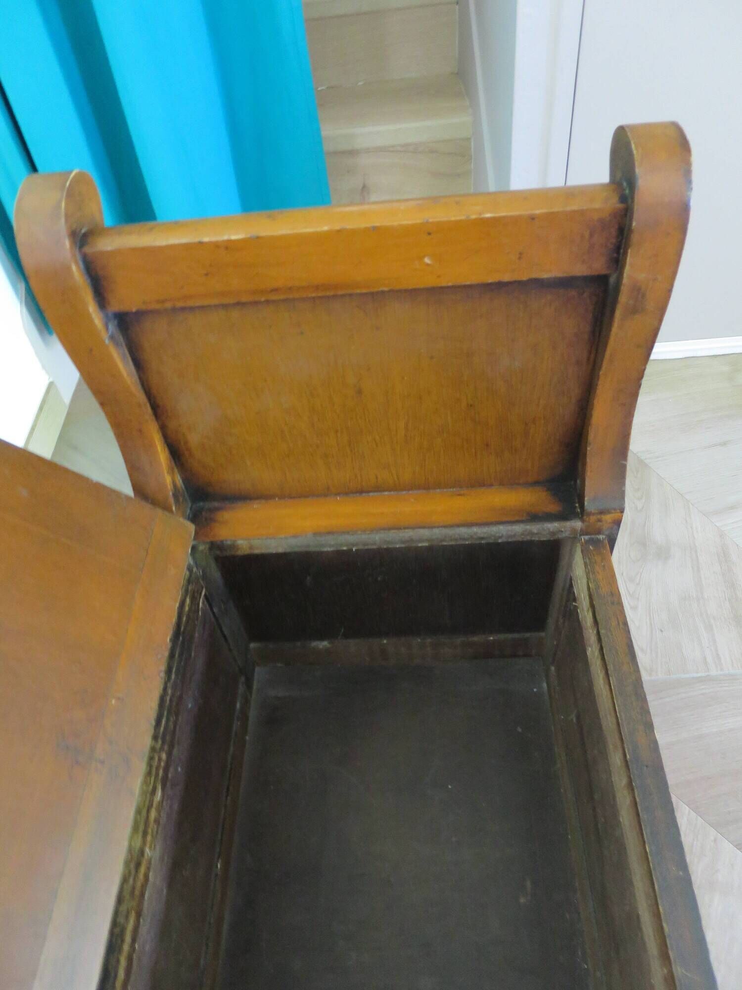 Rare entrance bench - Old chest bench - toy chest - oak color