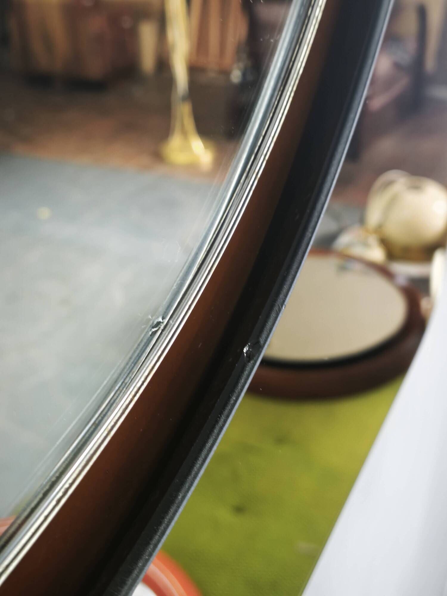 1970s Italian Space Age Smoked Glass and Circular Wall Mirror