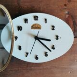 Vintage formica clock oval silent wall clock "Cadelec blue"