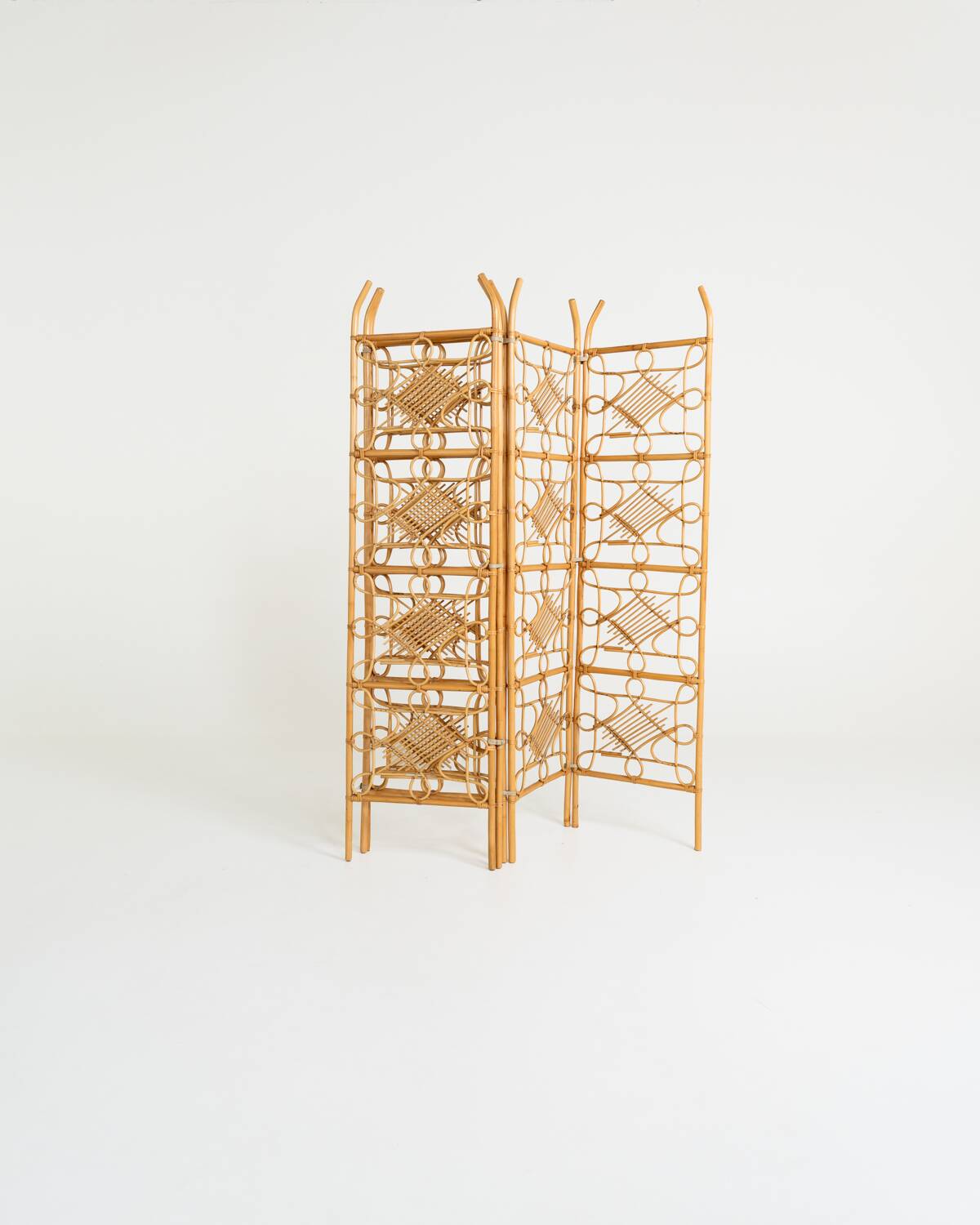 Five-panel rattan folding screen, Scandinavia, 1960s