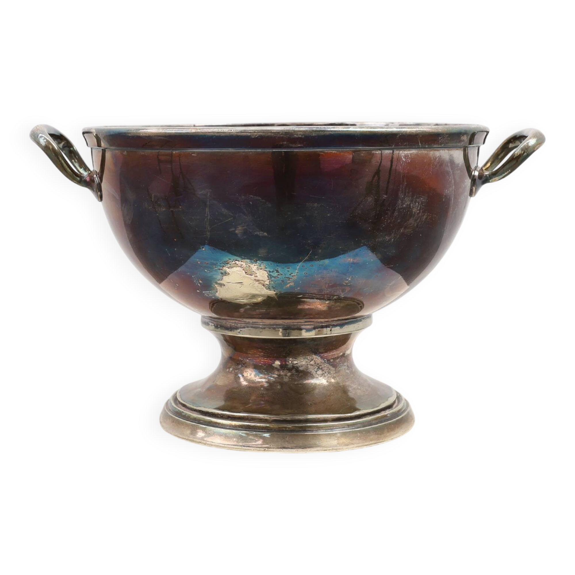 Art deco Silverplated champagne cooler with Patinated Surface, France 1920s