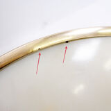 Tripod gueridon in wrought iron with brass decorations and alabaster top - 1950s