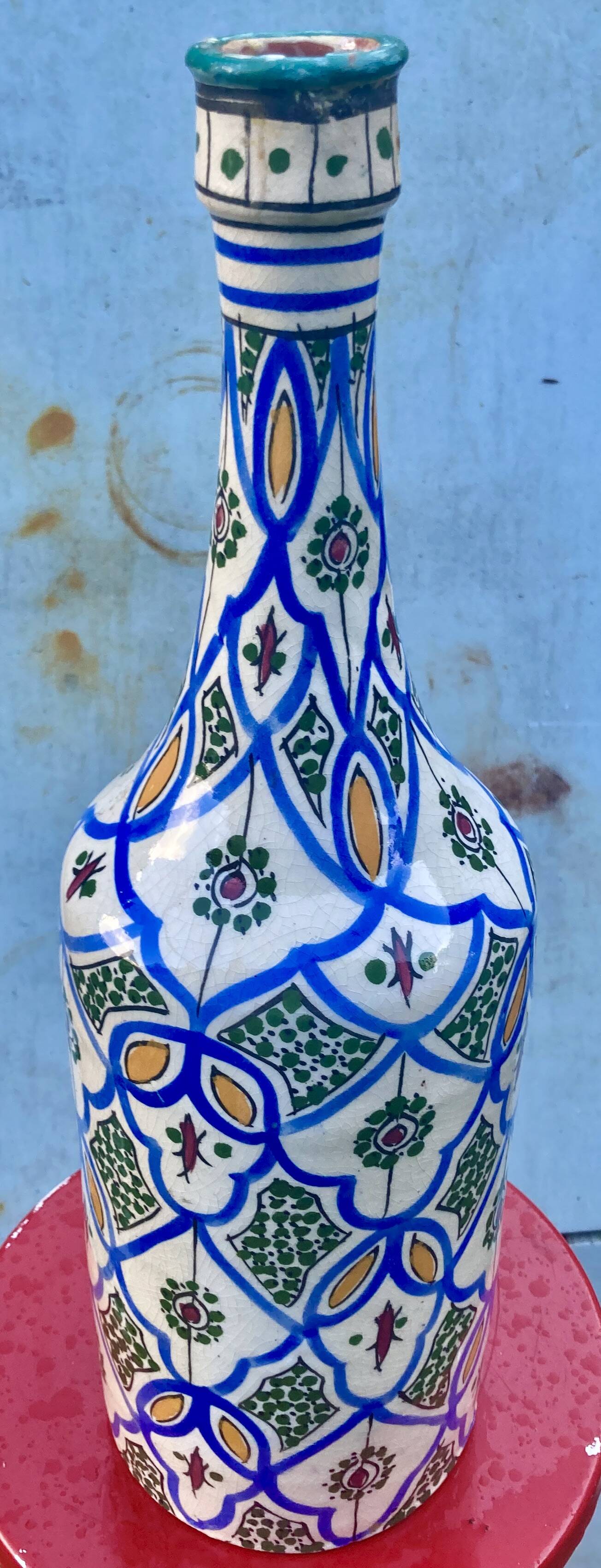 Antique Moroccan Ceramic Vase Signed - XXL Size