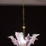 Charming Vintage Pink Flowers Murano Chandelier, 1970