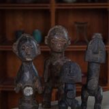 Set of 4 decorative handcrafted African wooden sculptures, mid-century.