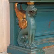 Console ancienne sculptée à la main circa 1880 avec plateau en marbre