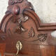 Antique oak carved coat stand, mirror and umbrella stand — late 19th century
