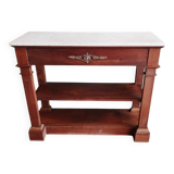 Solid wood console with white marble top in neoclassical style