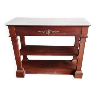 Console en bois massif avec plateau en marbre blanc style néo classique