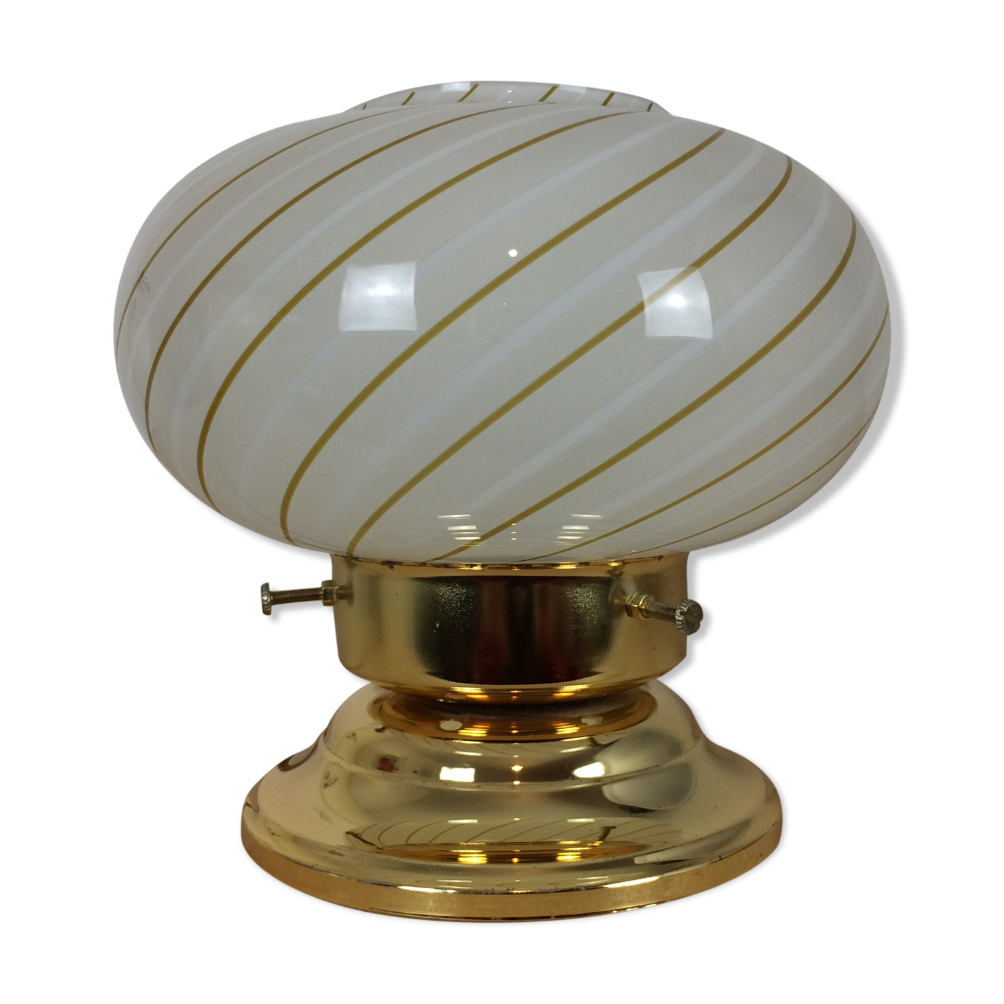 Lamp mushroom globe glass golden base