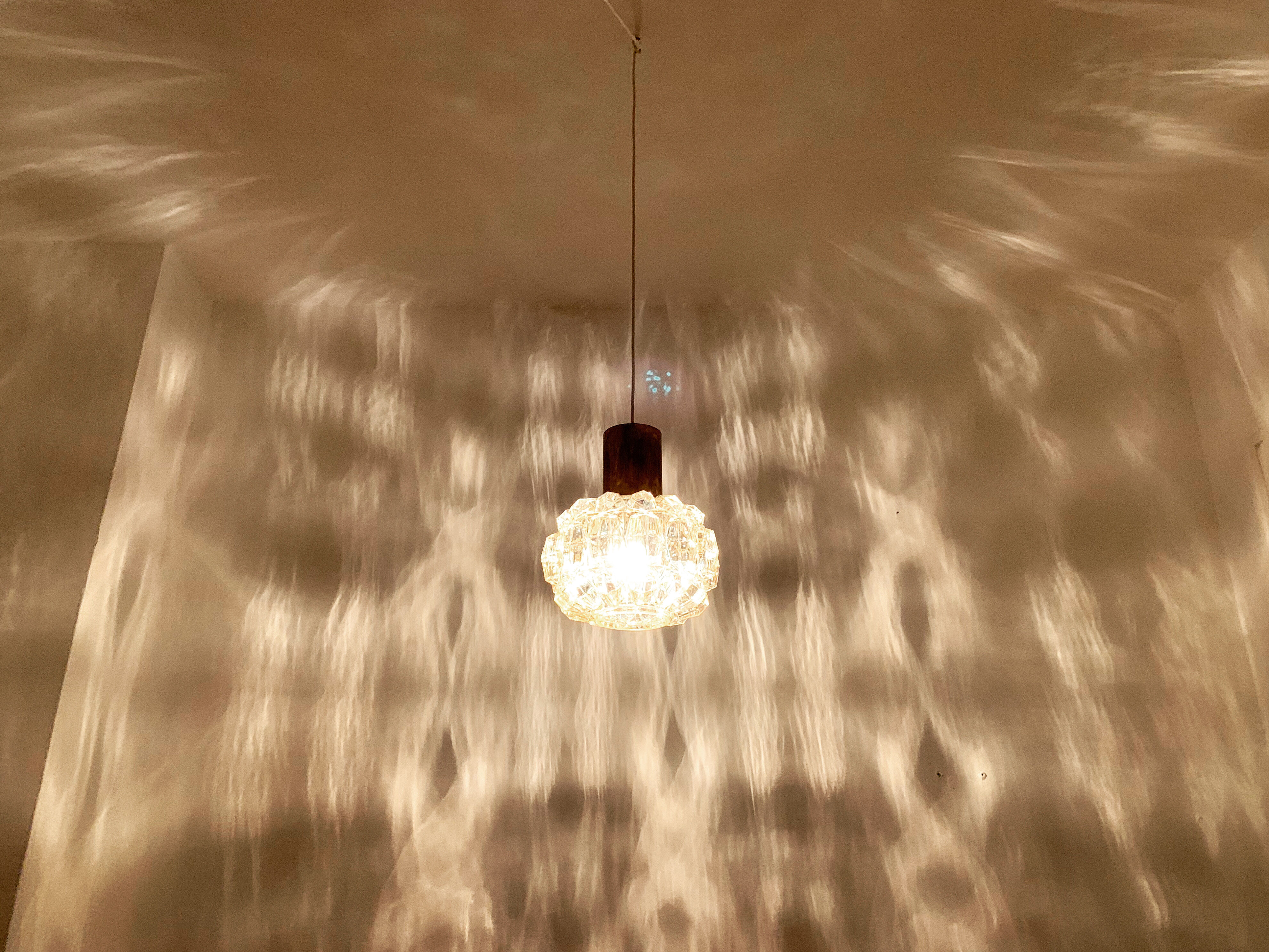 Glass pendant lamp by Glashütte Limburg