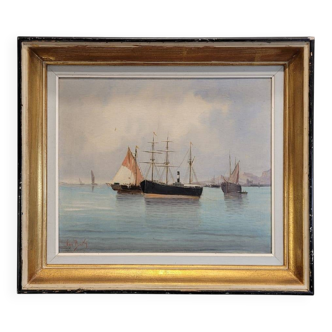 "Bateaux de Kortenhoef" Bernard van Beek, The Hague School, around 1910 – Netherlands