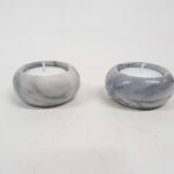 Set of two marble tea light holders, The Netherlands 1970's