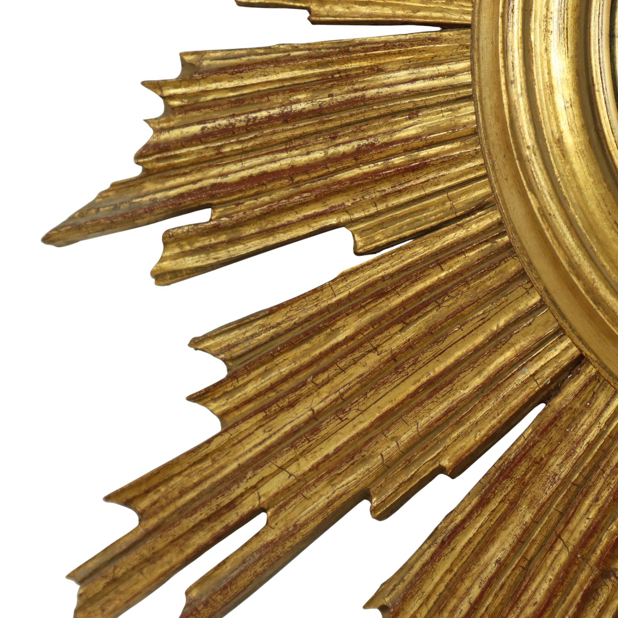 Large Deknudt Sunburst Gold Leaf Sun Mirror Sixties