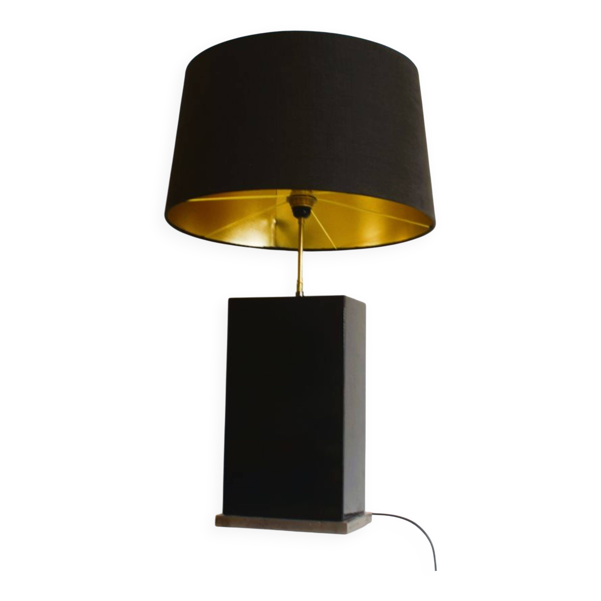 Black lacquered wooden table lamp designed by Roger Vanhevel, 1970s.