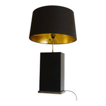 Black lacquered wooden table lamp designed by Roger Vanhevel, 1970s.