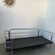 Old vintage leather and tubular metal sofa, design 70s