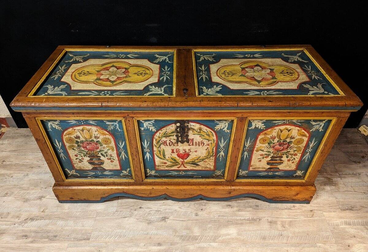 Tyrolean Wedding Chest Painted and Dated 1855