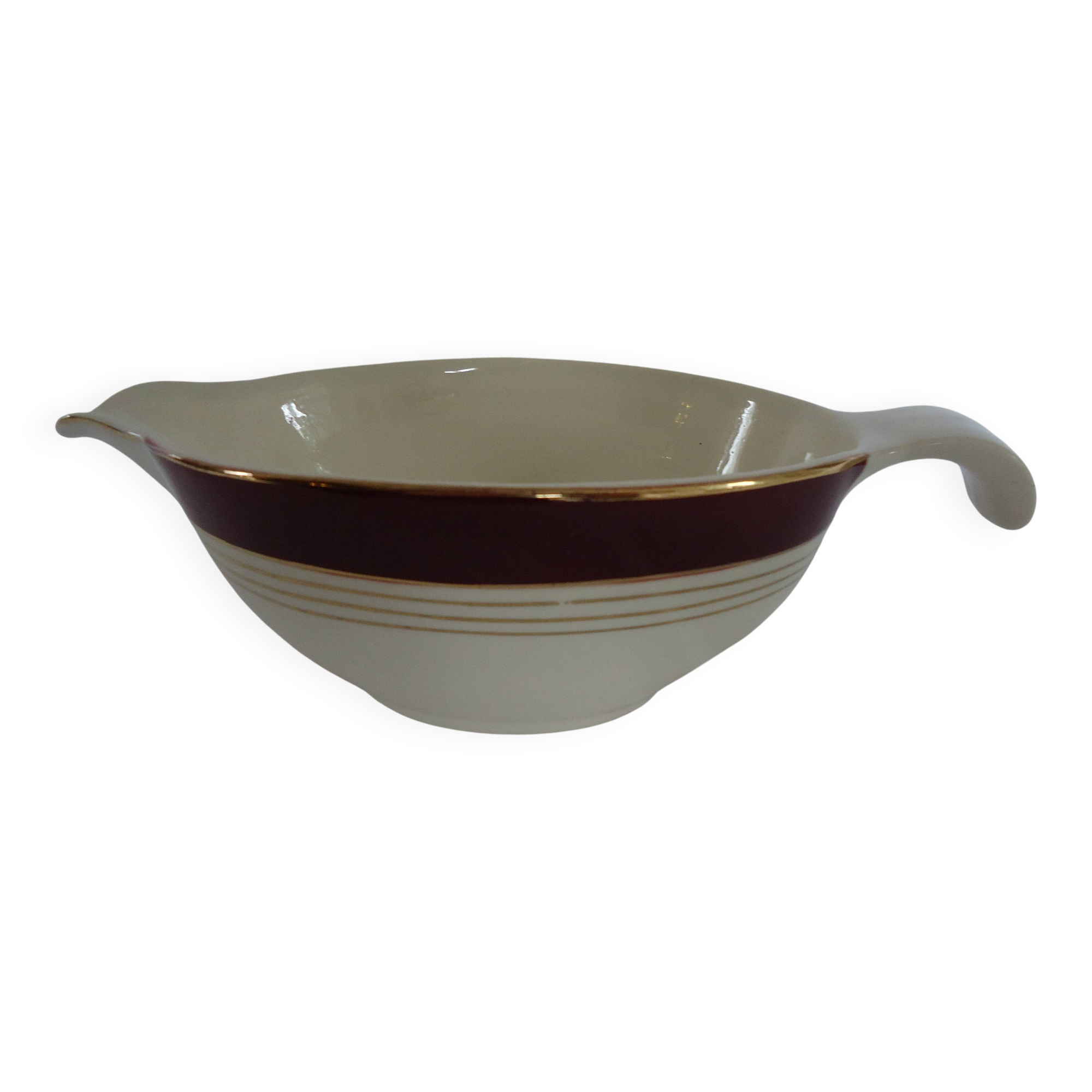 Opaque porcelain gravy boat, digoin sarreguemines, pasteur model