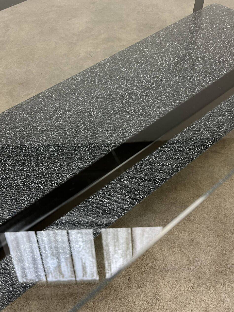 1950s coffee table in metal and glass