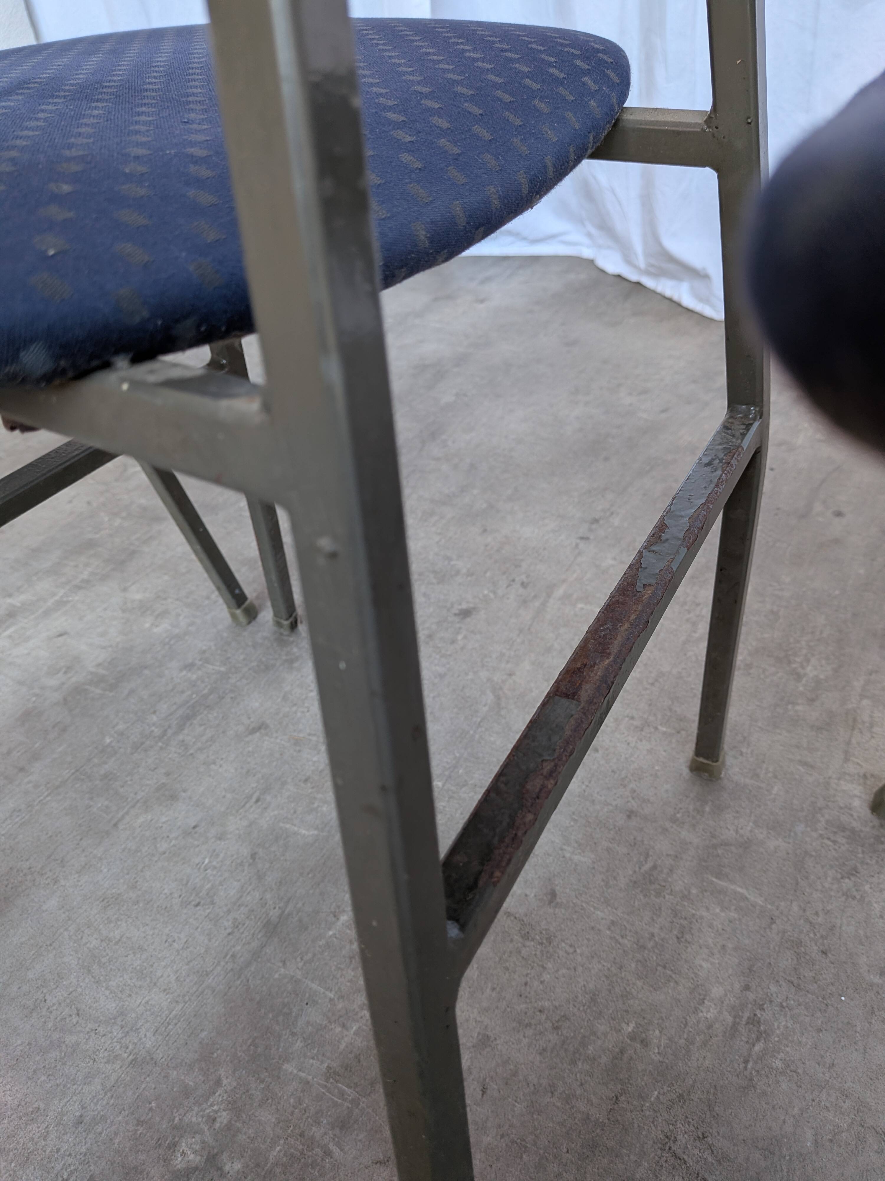 Set of 4 Vintage Stol Kamnik School Chairs Blue Upholstered Retro Dining Ch