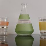 Set of 4 colored granite glasses with its carafe