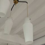 Pendant lamp 3 globes in opaline glass