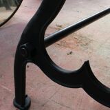 Industrial table solid oak tray and cast-iron footing