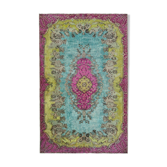 Hand-knotted rustic anatolian 1970s 170 cm x 272 cm pink carpet